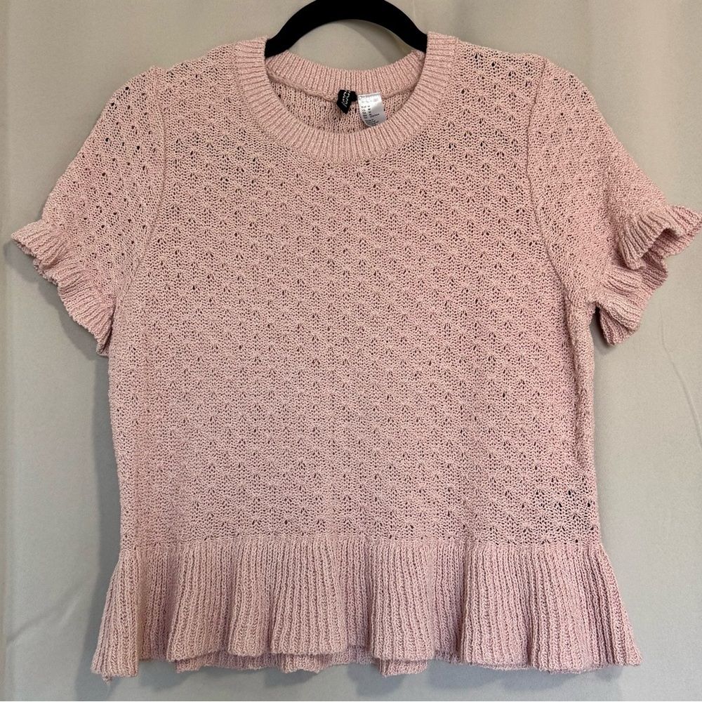 Pink Ruffled Knit Top